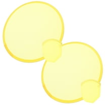 Yellow Foldable Hand Fans for Summer Portable Round Fans Made of Plastic and Fabrics 2 Pieces