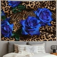 thumbnail image 2 of PRATYUS  Leopard Flower Tapestry Wall Hanging Blue Rose Floral Wild Animal Skin Cheetah Valentine Tapestries Home Decor for Living Room Bedroom Apartment Farmhouse Dorm 60x50inch, 2 of 6