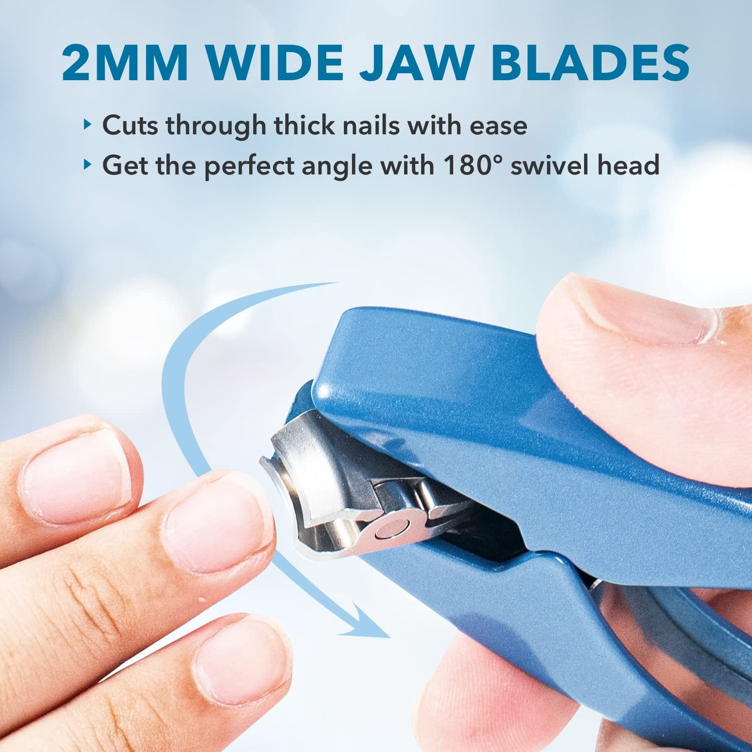 Azurro - Clipperpro Nail Clipper Stainless Steel Blades Rotate 180 for Men Women One Size - Blue