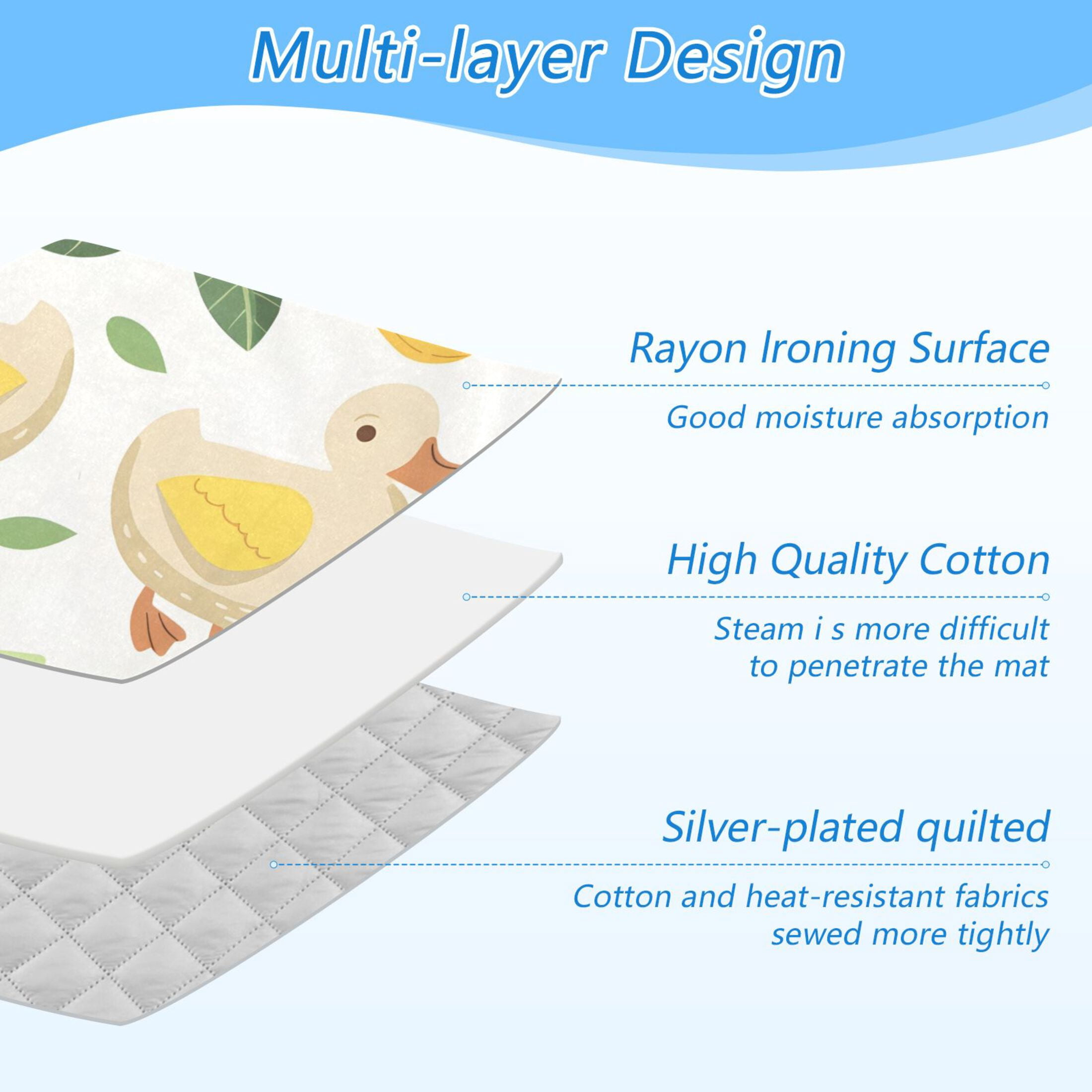 Cartoon Duck Lemon Leaves Ironing Mat Blanket Portable Travel Ironing Pad Heat Resistant Pad 47.2" x 27.6”