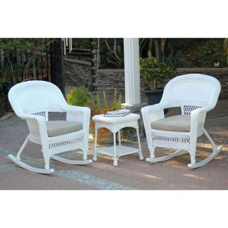 3-Piece Ariel White Resin Wicker Patio Rocker Chairs and ...