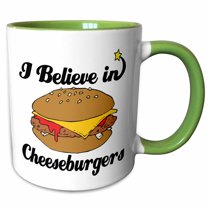3drose, I Believe in Cheeseburgers, 11oz Two-tone Green Mug