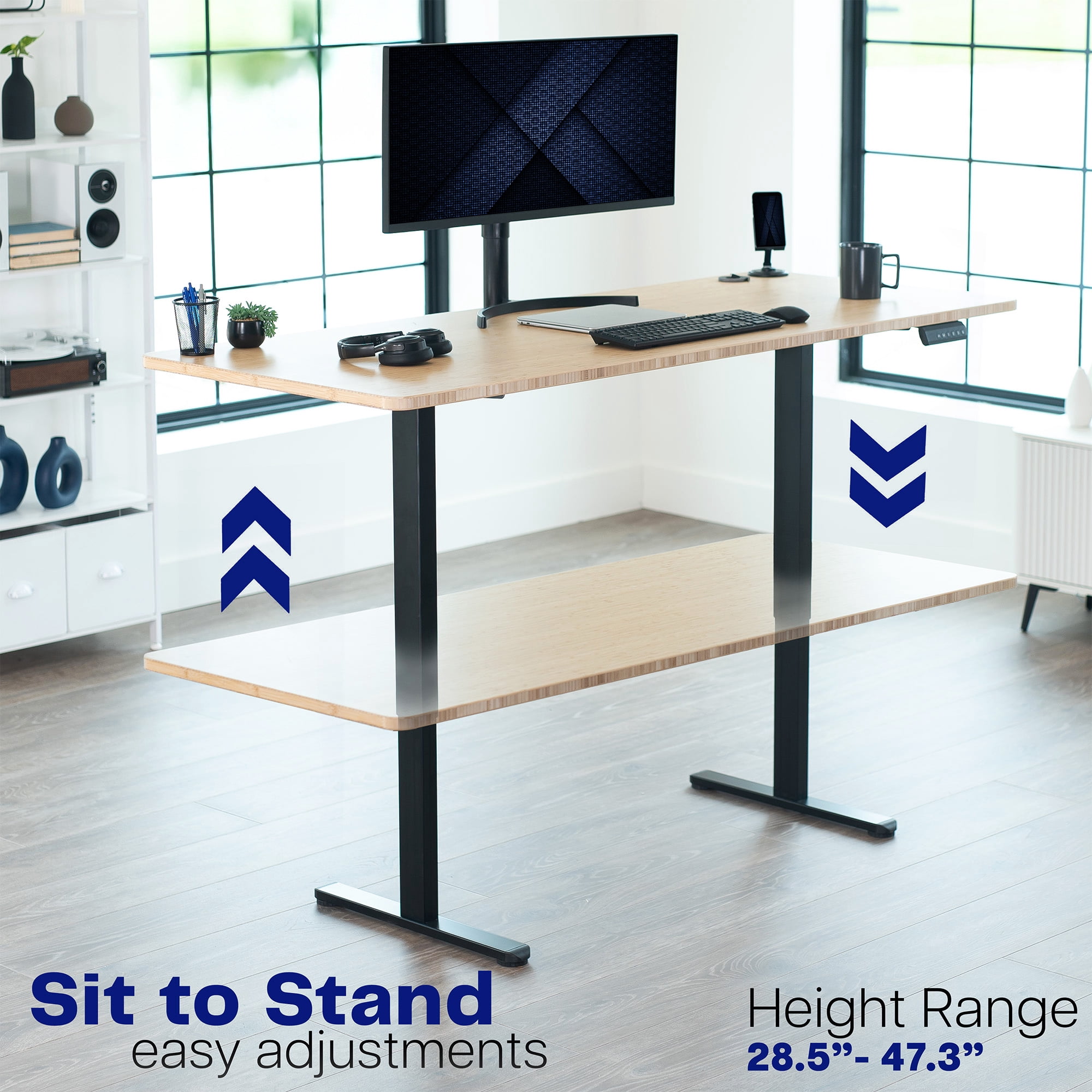 VIVO Black Electric Dual Motor Standing Desk Frame, Height Adjustable Legs
