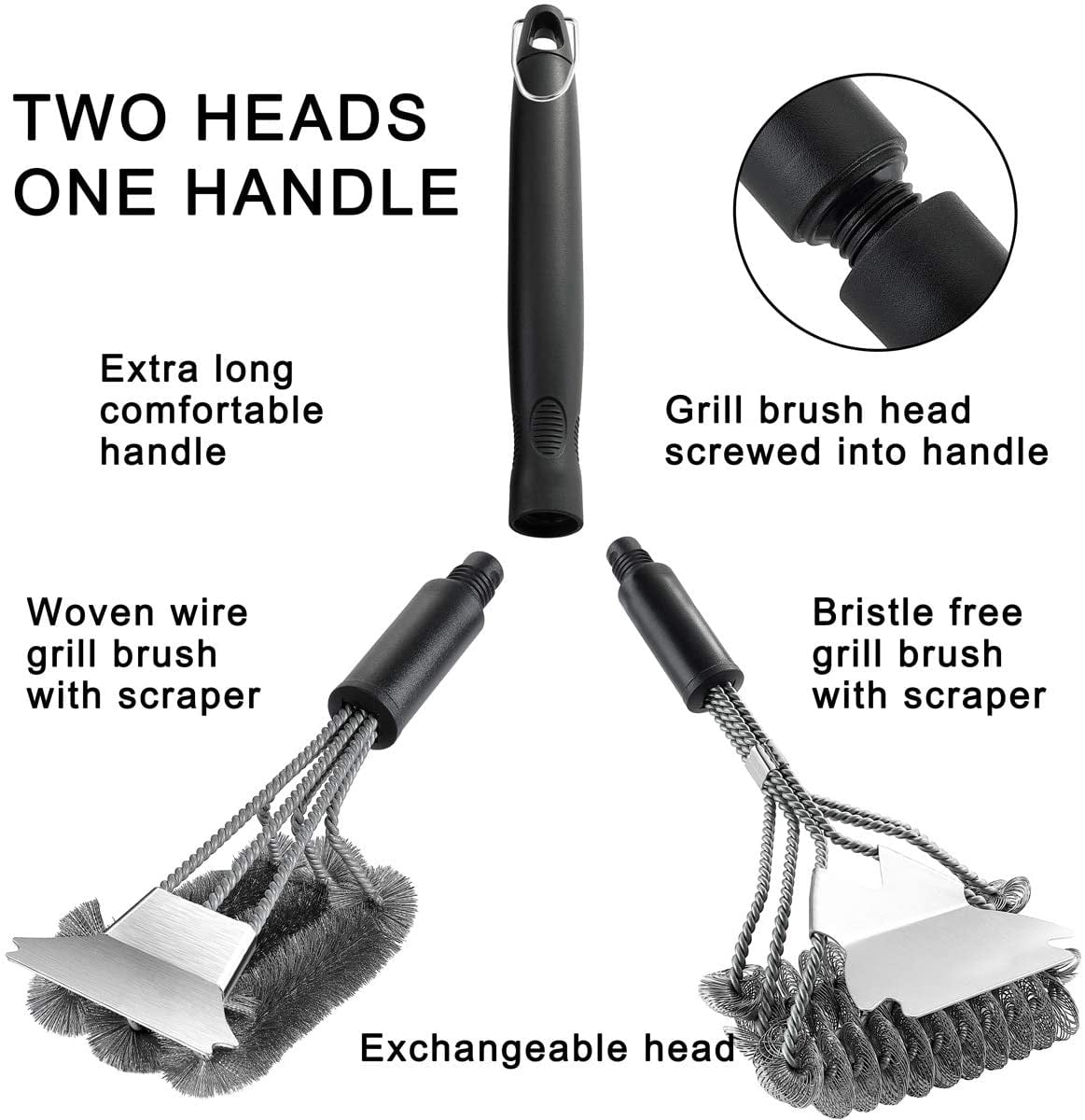 Grill Brush And Scraper, Extra Strong Bbq Cleaner Accessories, Stainless  Steel Wire Grill Cleaning Brush, Safe Wire Bristles Barbecue Triple  Scrubbers Cleaning Brush For Gas/charcoal Grilling Grates, Wizard Tool, Cleaning  Supplies 