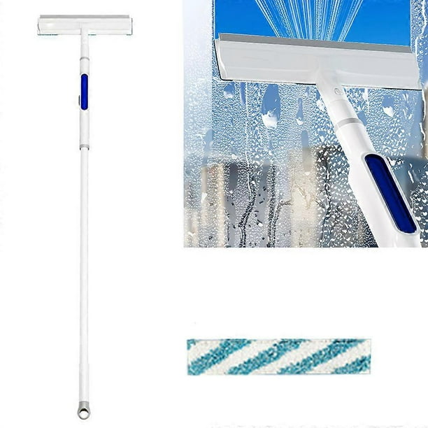 1.3M Long Handle Spray Squeegee for Window Cleaning, Scraper Squeegee Microfiber Mop Stainless Shower Glass WIndow Cleaner