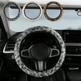 thumbnail image 7 of A Car Steering Wheel Cover For Winter Warm Leopard Print Fluffy Polyester Elastic No Inner Ring Gray Black 34-39Cm 13.3-15.3In, 7 of 7