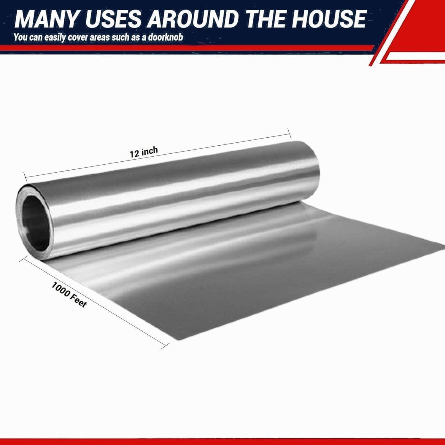 Aluminum Foil Standard 12 inch Wide, 1000 FT Food Safe Foil Wrap for Cooking, Baking, Grilling, Food Service Packaging Aluminum Foil Roll (12"x1000', Standard-1 Count)
