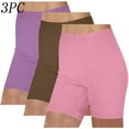 thumbnail image 2 of HomeDM 3 Pack Biker Yoga Shorts for Women - Soft Stretchy High Waisted Athletic Running Workout Gym Shorts Tummy Control Solid Color, 2 of 3