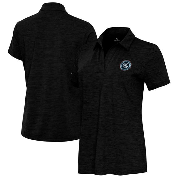 Women's-Antigua  Heather Black New York City FC Layout V-Neck Polo