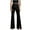 Black, variant on XFLWAM Women's Split Front Flare Leg Long Pants Elastic High Waist Elegant Casual Work Slacks Trousers Beige S