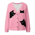 thumbnail image 5 of Cnbwig Sweaters for Women Elegant Long Sleeve Jacket Knit Cardigan Sweater Cat Knitted Coat for Autumn Winter Outerwear Outwear Trendy Sweatshirts A-Pink L, 5 of 5