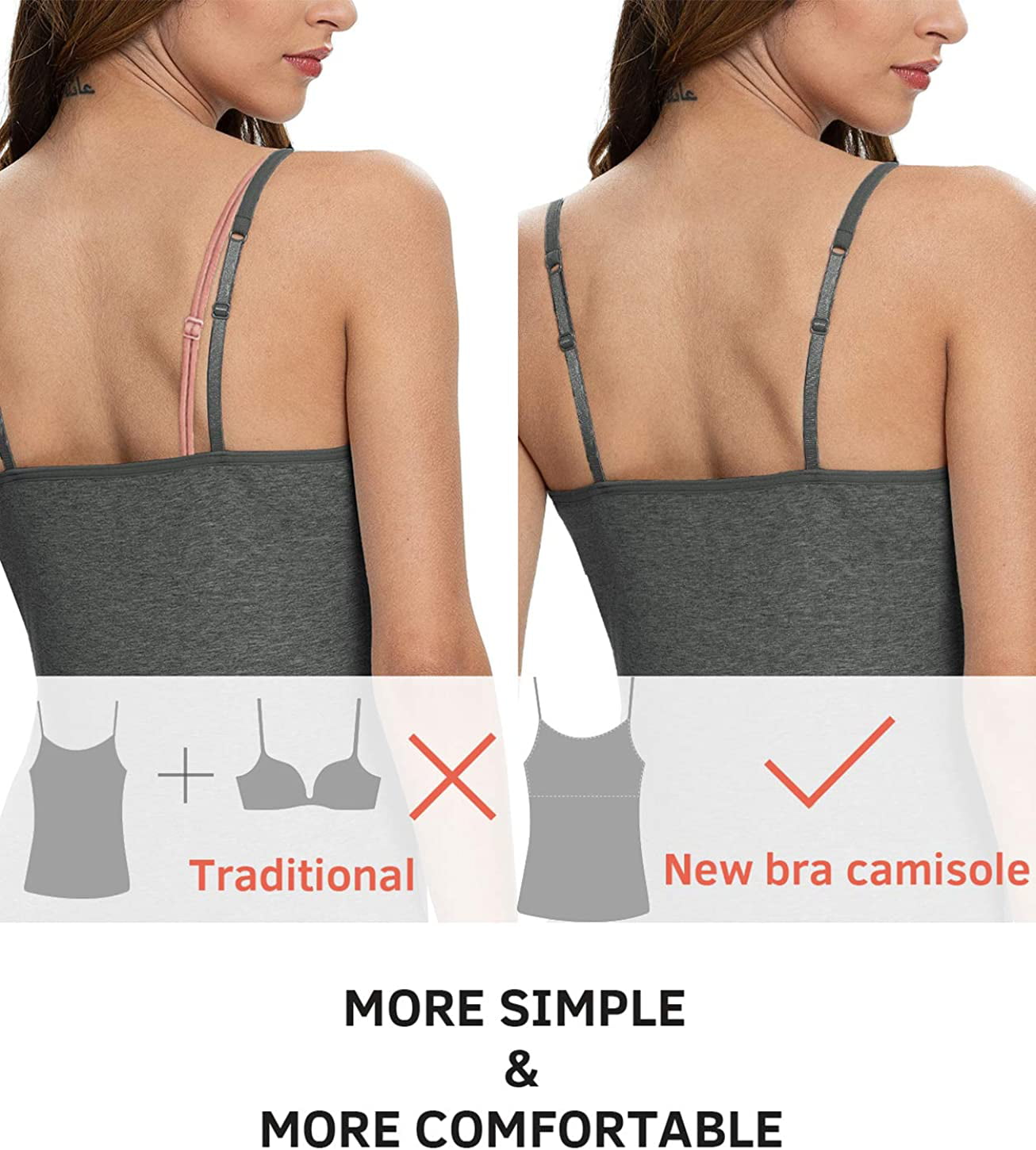 Vislivin Womens Cotton Camisole Adjustable Strap Tank Tops with Shelf –  vislivin