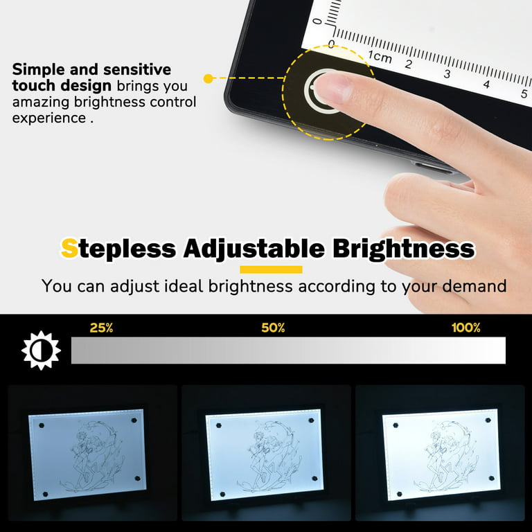  A4 Light Board for Diamond Painting - Tracing Light Box with  Stand, Stepless Dimmable 3 Levels Brightness Light Pad, Ultra-Thin LED  Light Pad for Weeding Vinyl, Drawing, Diamond Painting