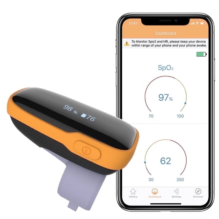 Vibeat Sport Ring WearO2 -  Wearable Finger Pulse Oximeter, Continuous Oxygen Monitor for Running/Hiking/Cycling
