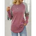 thumbnail image 5 of SWQZVT Long Sleeve Tops for Womens Fall Shirts Crewneck Tunics Tops Trendy Leopard Striped Casual Color Block Tshirts Raglan Sleeve Tee Pullover Sweatshirts Redwine Clothes Size M, 5 of 8