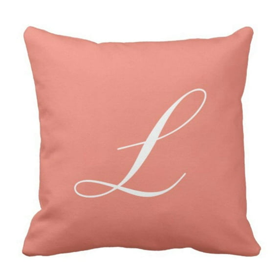 WOPOP Monogram Letter L Coral Laura Pillowcase Cover 18x18 inch