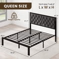 thumbnail image 6 of Bolvdo Bed Frame with Linen Upholstered Headboard, Queen, Metal Support, No Box Spring Needed, Grey, 6 of 7