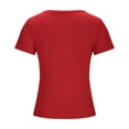 thumbnail image 4 of Women Crew Neck T shirts Ribbed Tight Tee Shirt Short Sleeve Basic Tops, 4 of 5