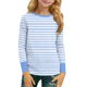 thumbnail image 1 of Blusas y camisas de manga larga con cuello redondo para niños y niñas, moda, lindas, con estampado de rayas, transpirables, suaves, de manga larga, para niña, 1 of 9