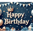 thumbnail image 3 of Yatrandify Decorative Design Happy Birthday Banner Balloon Decoration Party Backdrop Crown Theme for Birthday Party Indoor Celebration, 3 of 6