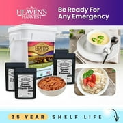 Heaven’s Harvest 25 Year Survival Food Kit + Waterproof Bucket, Emergency Freeze Dried Food Supply (62 servings)