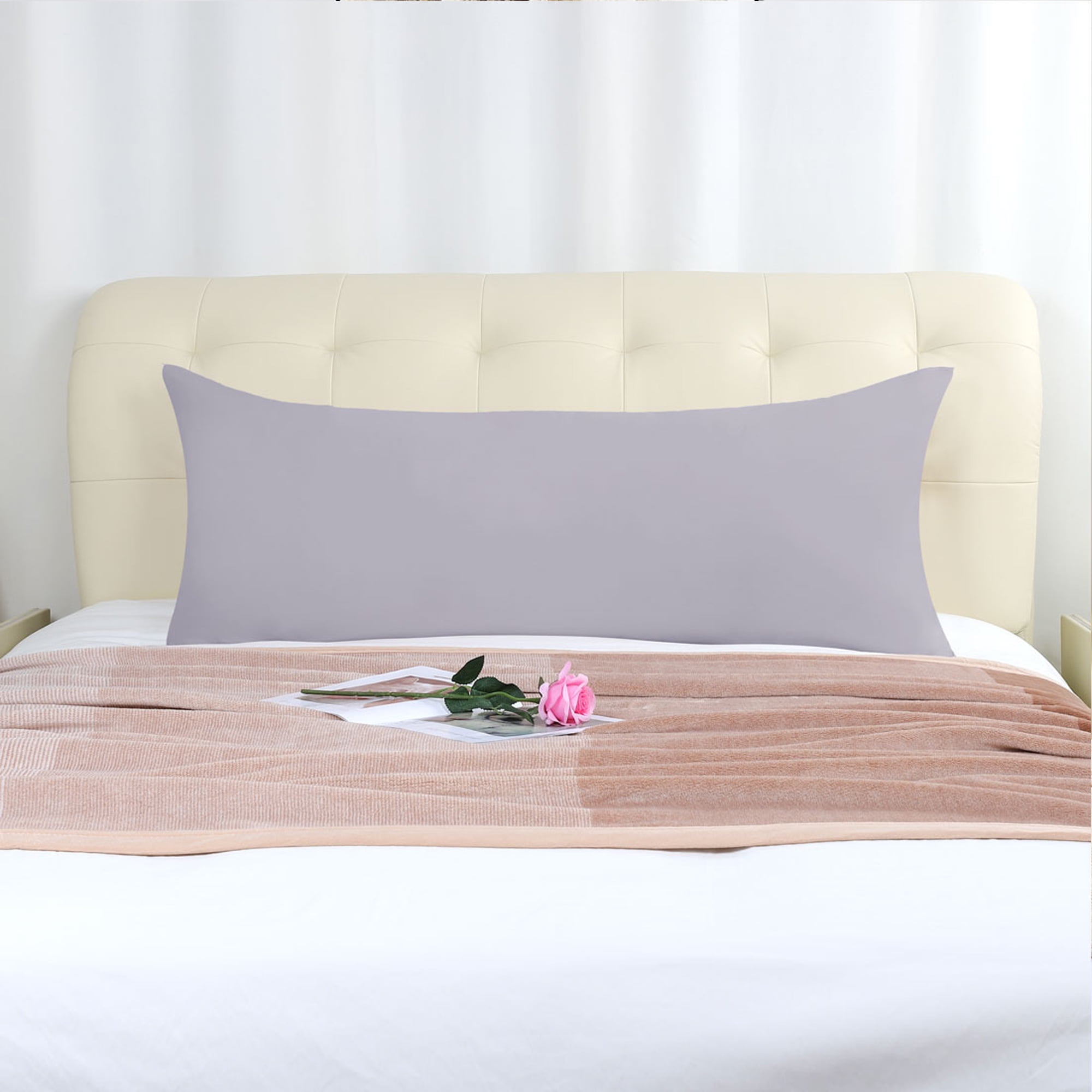 Body Pillow Cover Long Bolster Pillowcase Covers w Zipper Pale Purple