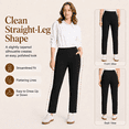 thumbnail image 3 of MASKERT Women’s Fleece Lined Pants, High Waisted Stretch Casual Pants, Warm Straight Leg Tapered Pants for Winter, Golf, Hiking & Daily Wear, 3 of 9