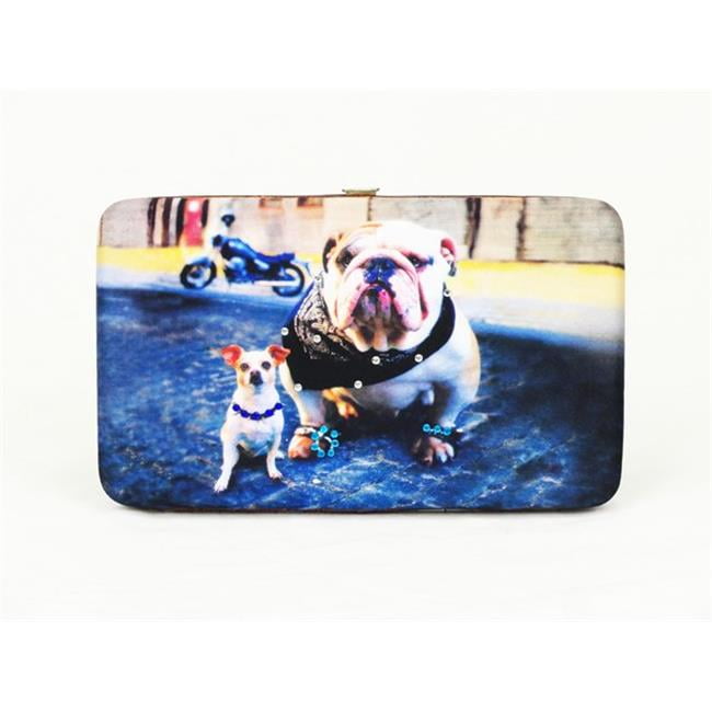 Dog Bulldog Puppy Art Wallet Real Leather Zipper Coin Phone Purse Clutch for Women