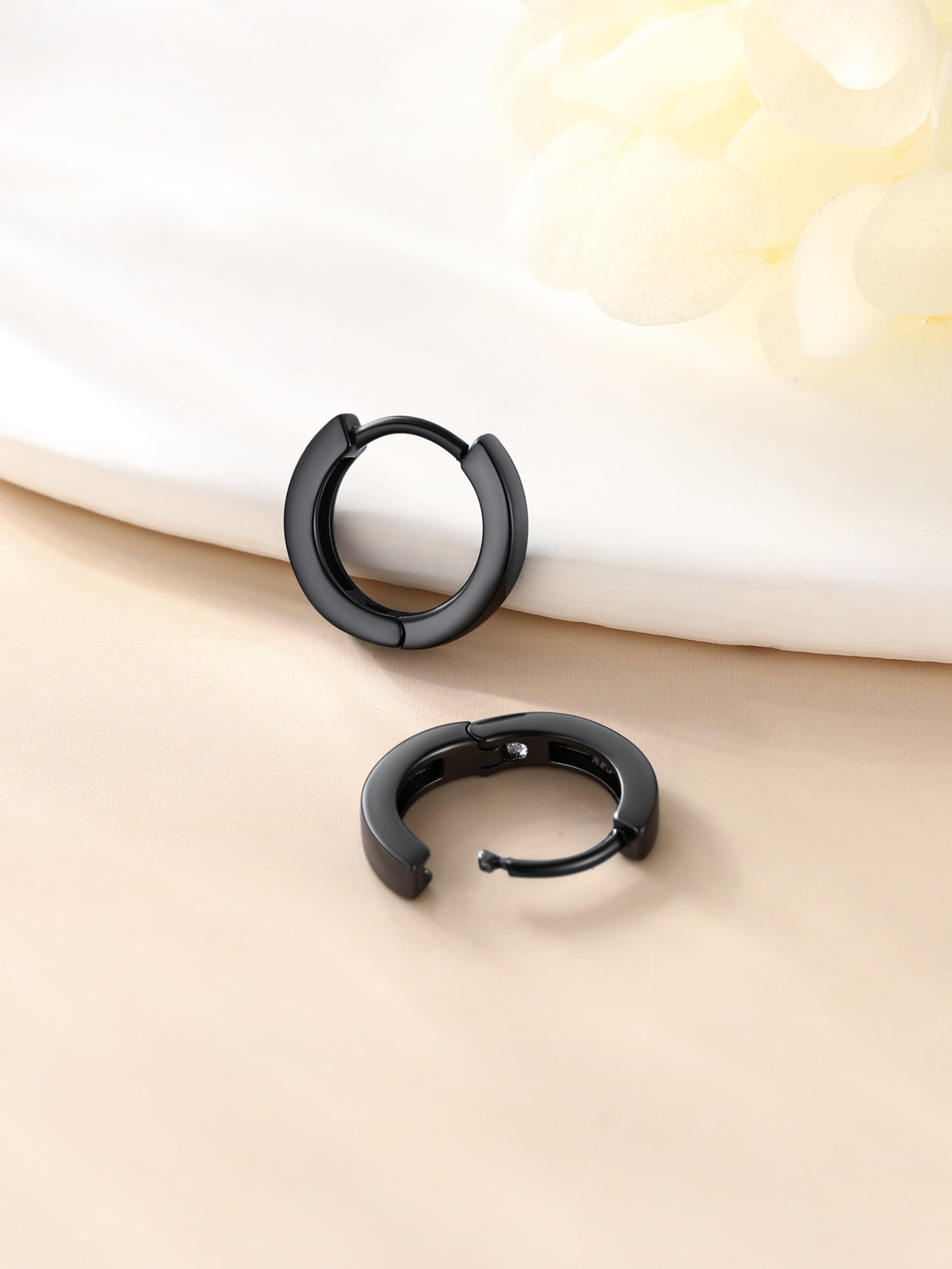 Suplight 925 Sterling Silver Huggie Earrings for Women Plain Hoop Earrings, Gold/Rose Gold/Black Plated