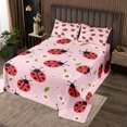 thumbnail image 2 of Erosebridal Kawaii Ladybug Coverlet Set Twin, Daisy Floral Flower Bedding Set, Pink, Ultra Soft 2pcs, 2 of 5