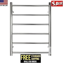 Towel Warmer Wall Mounted with Built-in Timer 6 Bars Electric Stainless Steel Heated Towel Racks for Bathroom, Hot Plug-in Bath Towel Heater Brushed Nickel