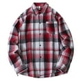 thumbnail image 3 of ZCFZJW Flannel Plaid Button Down Shirts for Men Lightweight Casual Fall Winter Long Sleeve Button Down Fleece Soft Cotton Jackets with Pockets Red XXXXL, 3 of 10