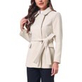 thumbnail image 4 of INSPIRE CHIC Women's Short Pea Coat Winter Warm Peter Pan Collar Double Breasted Belted Overcoat Jacket Slim Fit Work Outerwear XS Beige, 4 of 6