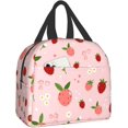 thumbnail image 1 of Faty-T Cute Strawberries And Flowers Reusable Lunch Box  Lunch Bag Cooler Reusable Tote Picnic Bag Container Lunch Box For Adult Women Men, 1 of 18