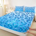 thumbnail image 3 of Feelyou Glitter Leopard Print Teen Twin Sheet Sets, Blue Sequin Print Bedding, 3pcs, 3 of 7