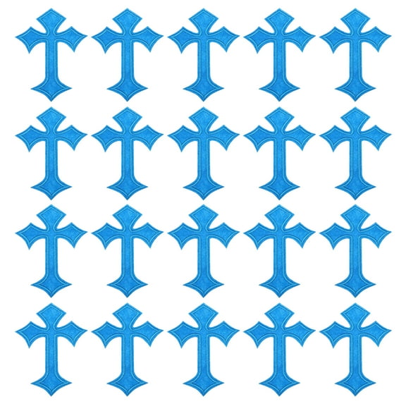 Uxcell 20 Pcs Cross Embroidered Patches Iron on Decorative Patches, 4.1"Lx2.8"W, Blue