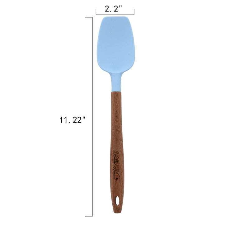 The Pioneer Woman Cowboy Rustic 3-Piece Silicone Head Utensil Set with Acacia Wood Handle Turquoise Blue