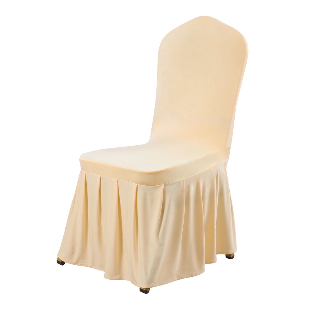 Piccocasa Polyester Long Ruffled Skirt Chair Covers 1 Piece, Champagne Color