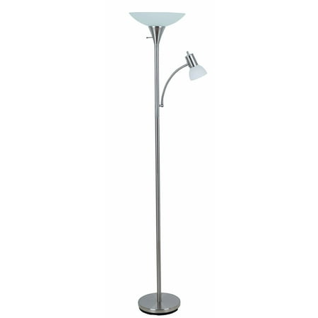 Catalina Lighting 17539 000 Contemporary Torchiere Floor Lamp With Catalina Lighting 17539 000 Contemporary Torchiere Floor Lamp With Adjule Reading Light And Frosted Glass