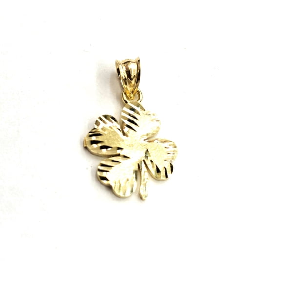 New 10k yellow Gold clover leaf lucky Pendant fine gift jewelry diamond cut 1.2g