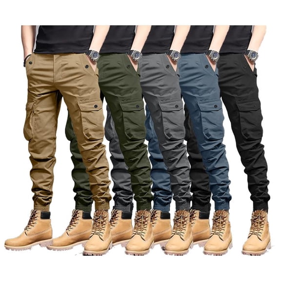 Men's Cargo Jogger Pants, Multi‑Pocket Casual Tapered Jogger Trousers, Stretch Waistband Workwear Pants