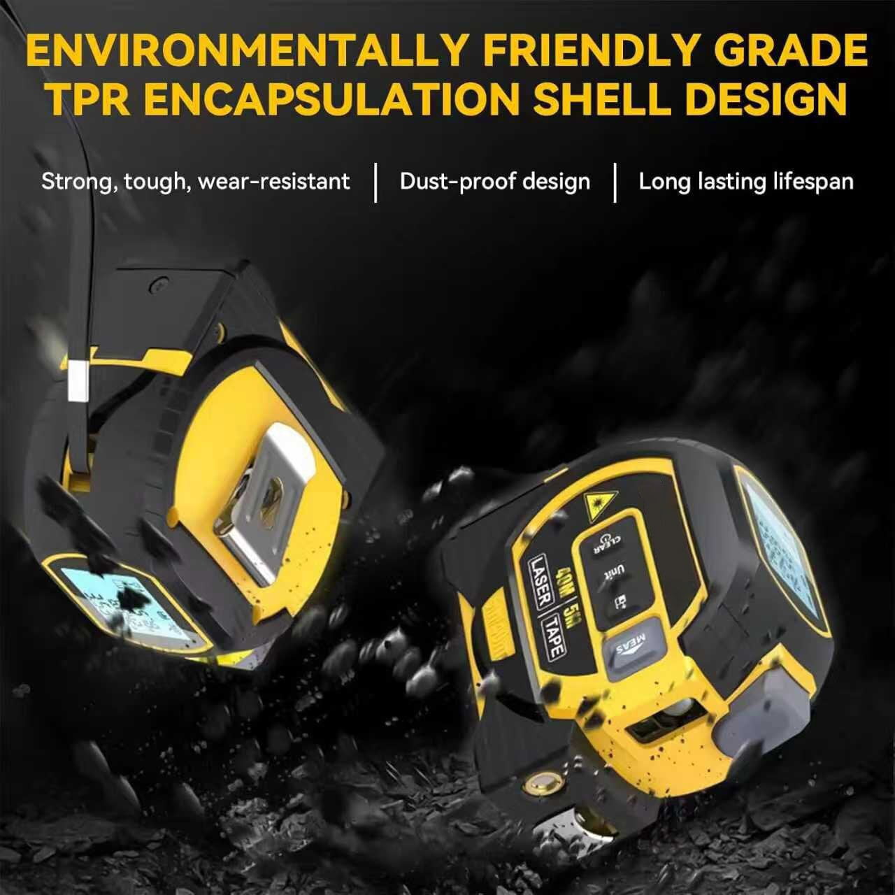 3-in-1 Multi-functional Measuring Tape with Laser Level Crosshair and LED Display, Digital Measuring Tape  with Cross Line, AutoLock, Measure Area, Volume, Pythagorean
