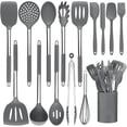 thumbnail image 1 of Kitchen Utensils Set for Professional Chefs, Heat Resistant Non-scratch Tools, Easy to Clean BPA Free Food Grade Silicone Cooking Accessories, 15 Piece Grey, 1 of 5