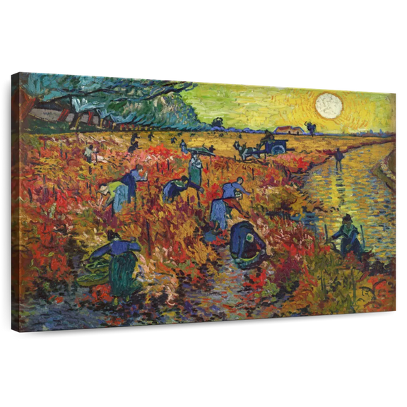 Elephant Stock Red Vineyards At Arles Wall Art - Horizontal Canvas Wall Art - Living Room Wall Decor - Nature Canvas - Brown And Red Decor By Vincent Van Gogh - 12" x 8"