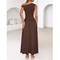 thumbnail image 4 of Vestido largo ZESICA Summer 2025 con un solo hombro marrón para mujer, 4 of 6