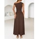 thumbnail image 4 of Vestido largo ZESICA Summer 2025 con un solo hombro marrón para mujer, 4 of 6