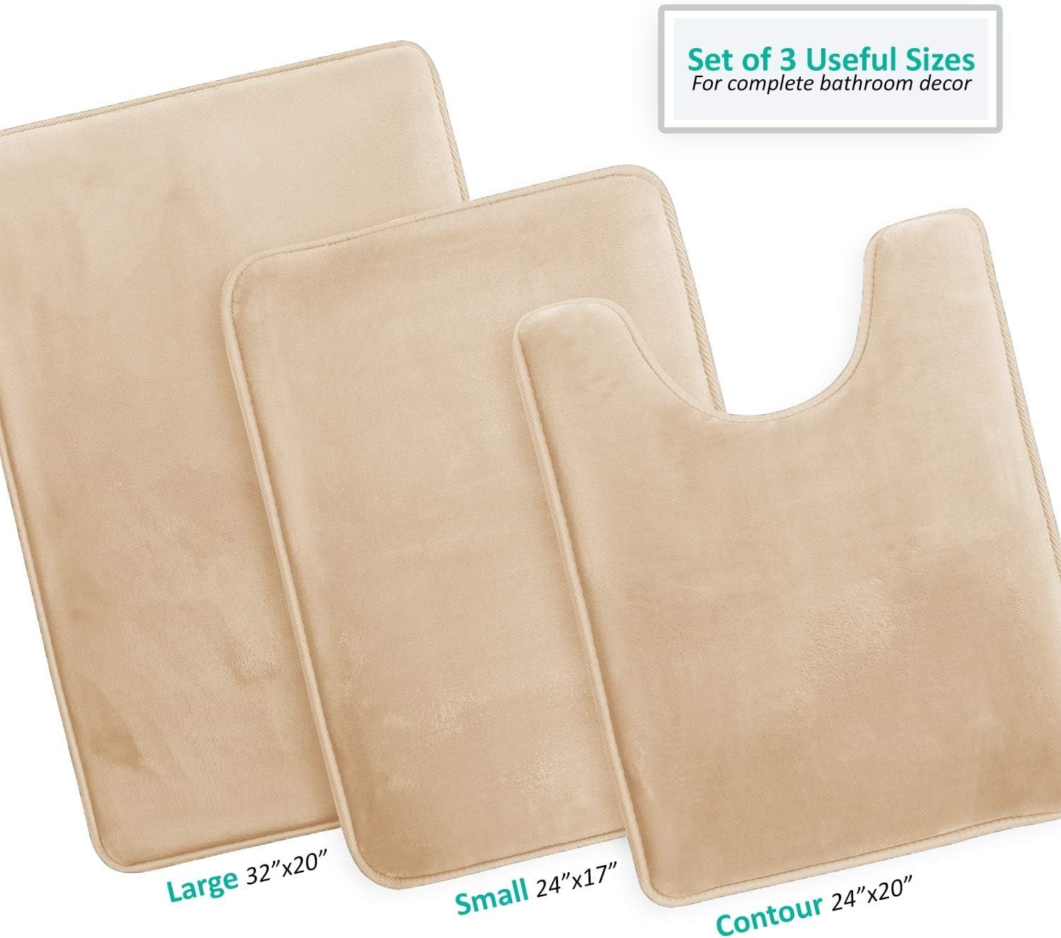 3-Piece Non-Slip Bathroom Rug Set – Ultra-Absorbent Coral Fleece Mats for Toilet, Vanity & Wet Floors, Machine-Washable Anti-Skid Bath Mats&nbsp;