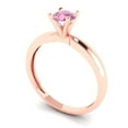 thumbnail image 2 of Solitaire Engagement Ring for Women - 0.5ct Simulated Pink Diamond in 18K Rose Gold Promise Ring, 2 of 6