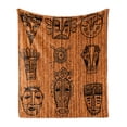 thumbnail image 1 of African Soft Flannel Fleece Throw Blanket, Ceremonial Native Illustration Cultural Art Print, Cozy Plush for Indoor and Outdoor Use, 60" x 80", Black Brown, by Ambesonne, 1 of 6