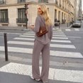 thumbnail image 4 of SUNBS Lounge Sets for Women Two Piece Sets Henley Neck Top Wide Leg Pants Vacation Fall Travel Outfits, 4 of 8